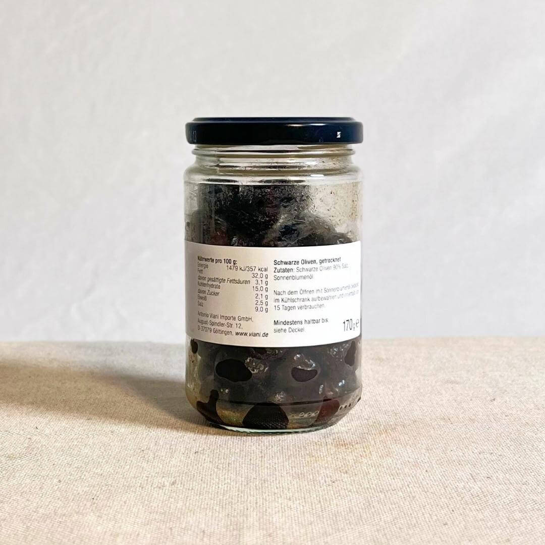 Schwarze Oliven – trocken eingelegt (170 g)